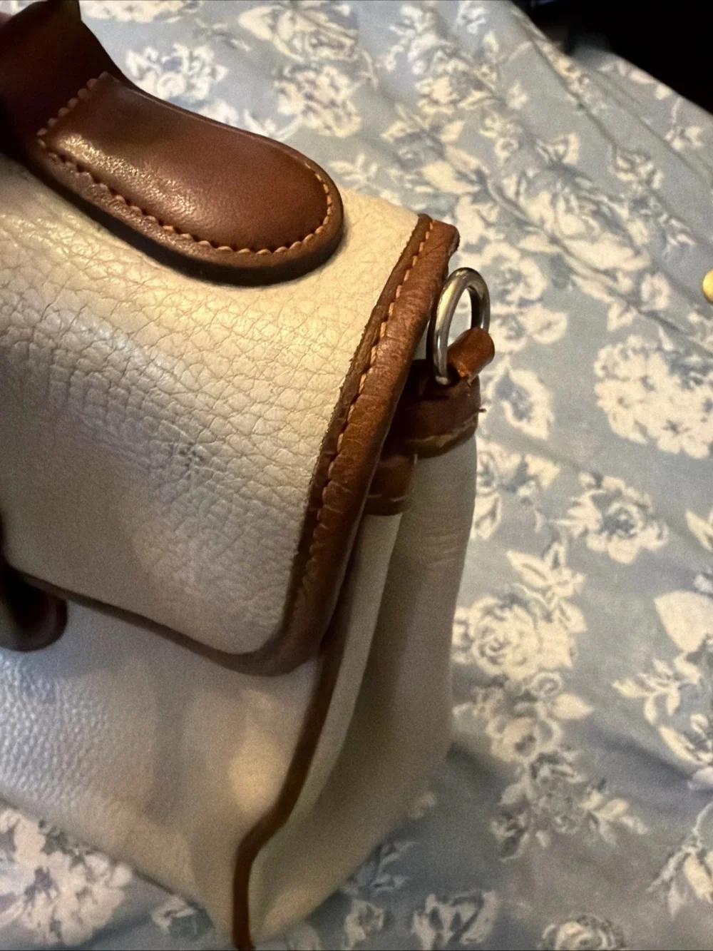 Coach Cream and Brown Leather Top-Handle Satchel
